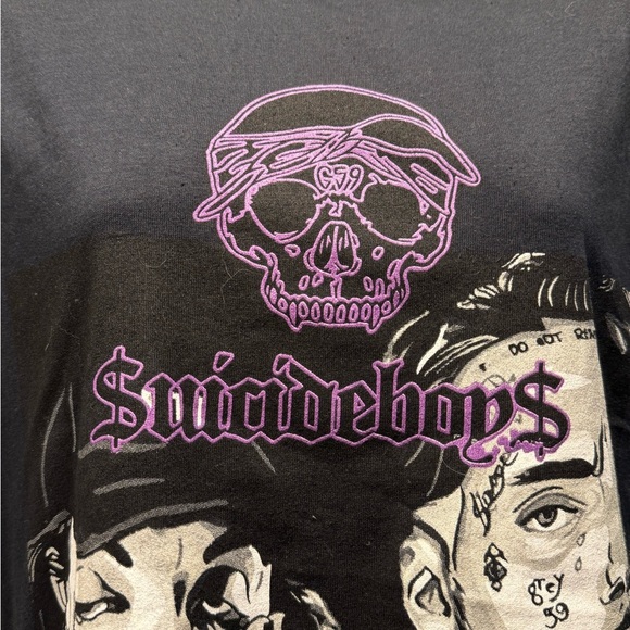 Black Graphic Tee with Purple Accents - Picture 2 of 5